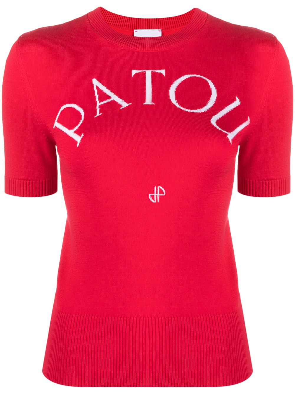 Patou 嵌花针织logo针织上衣 - 红色