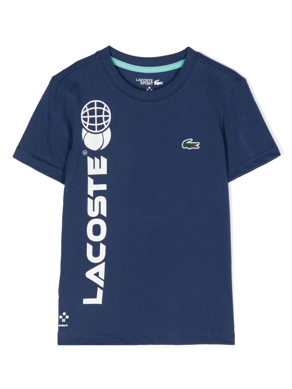 Lacoste Kids logo印花平纹针织T恤 - 蓝色