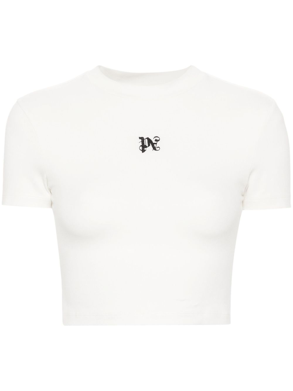 Palm Angels logo刺绣短款T恤 - 白色