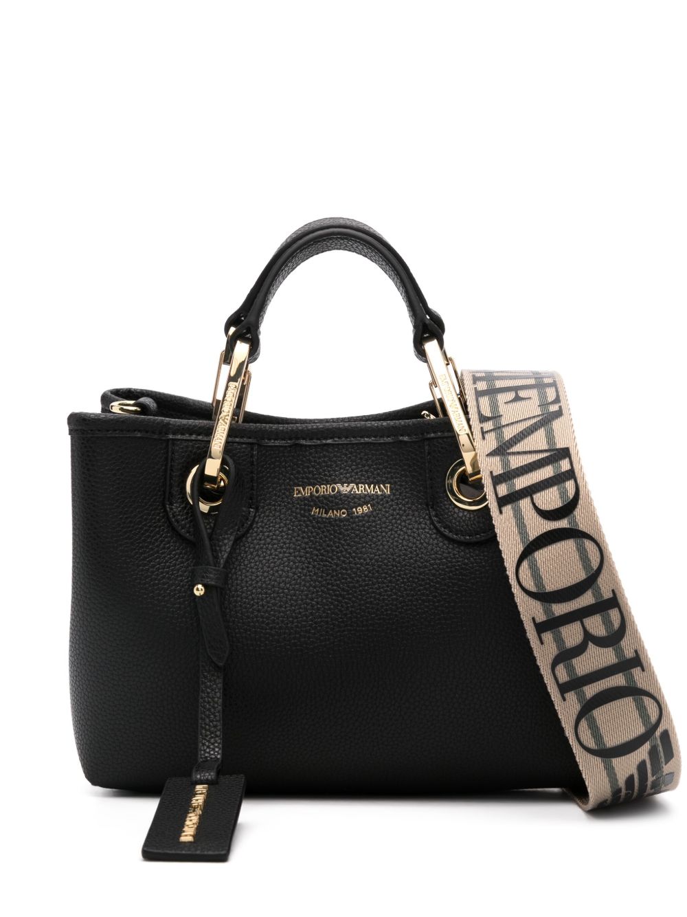 Emporio Armani logo凹面压花斜挎包 - 黑色
