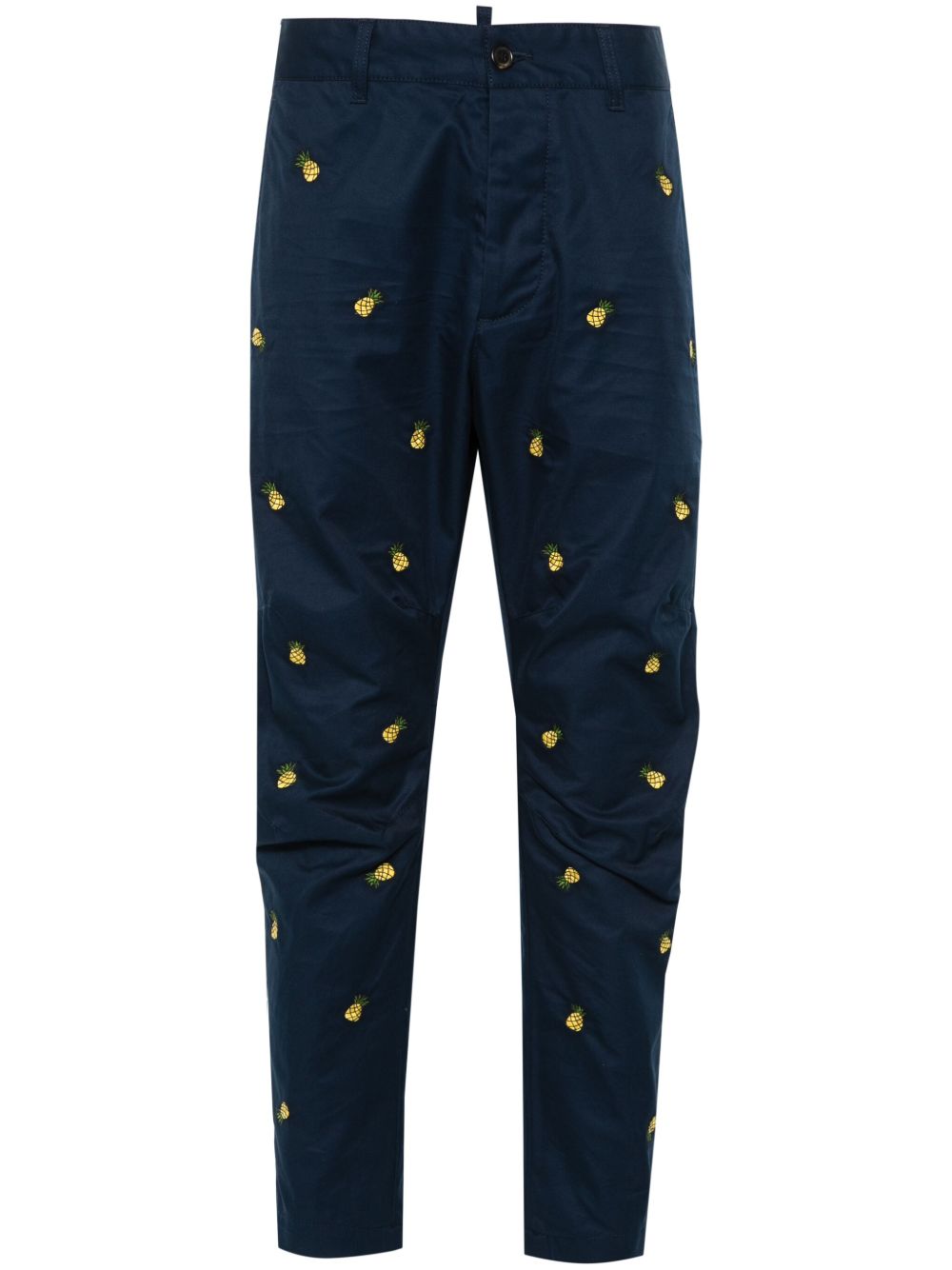 DSQUARED2 菠萝刺绣锥形长裤 - 蓝色