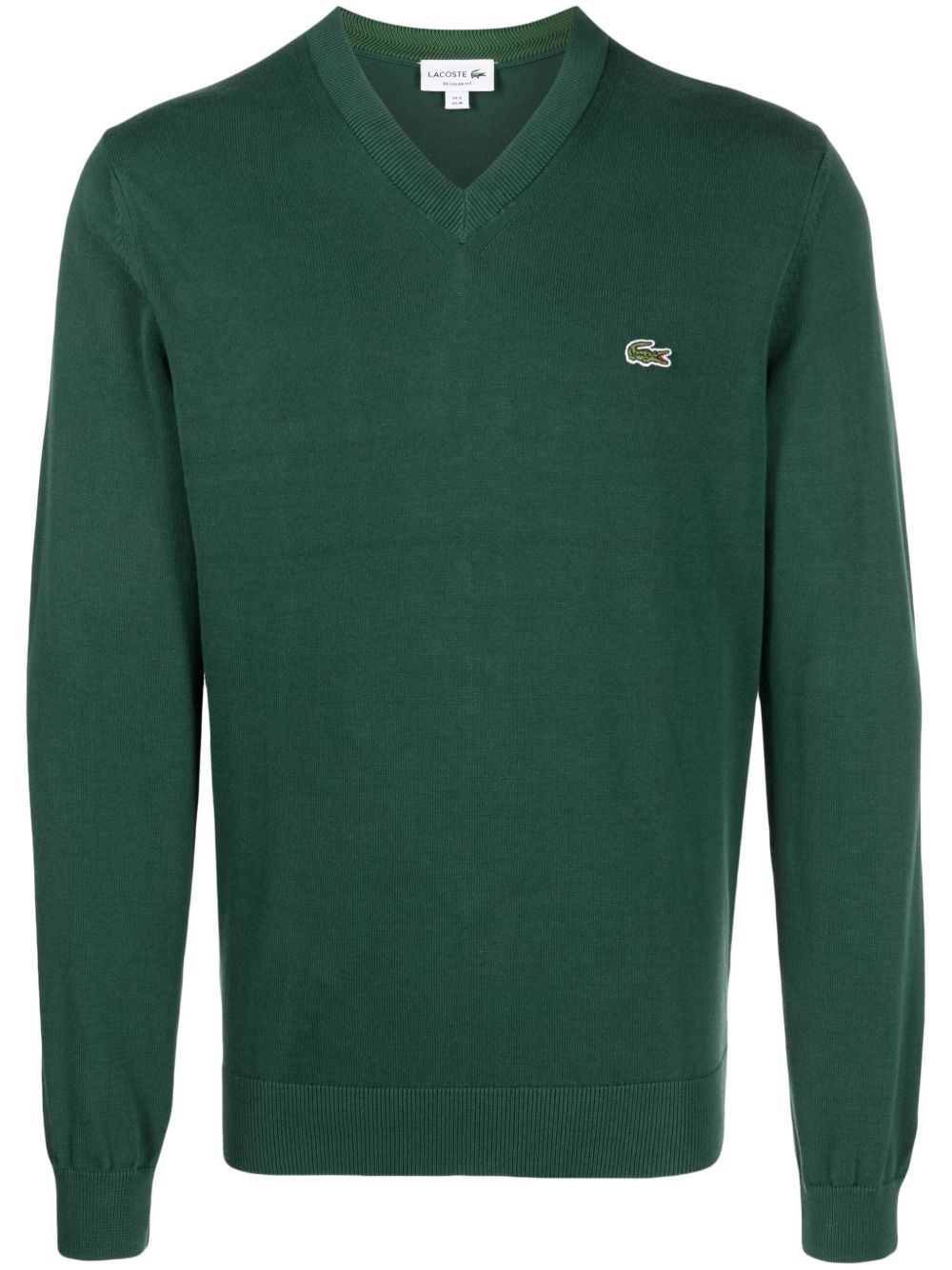 Lacoste V领标贴毛衣 - 绿色