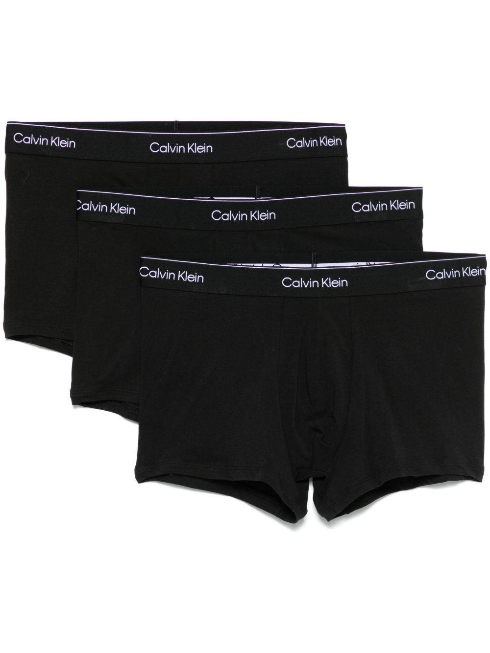 Calvin Klein logo腰边四角裤（三件装） - 黑色