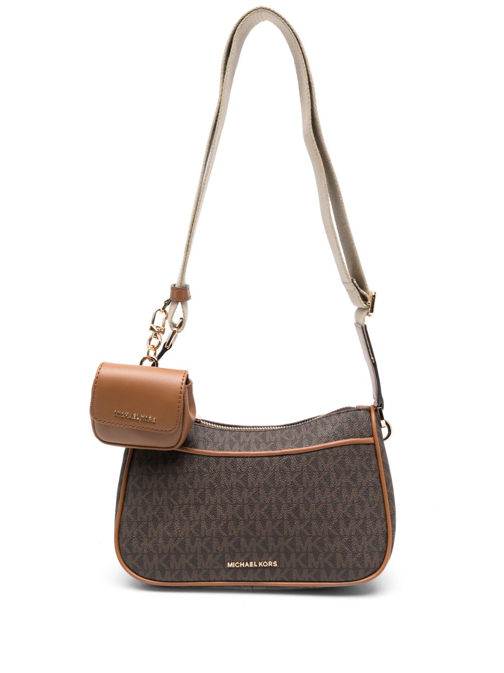 Michael Michael Kors 经典logo图案斜挎包 - 褐色