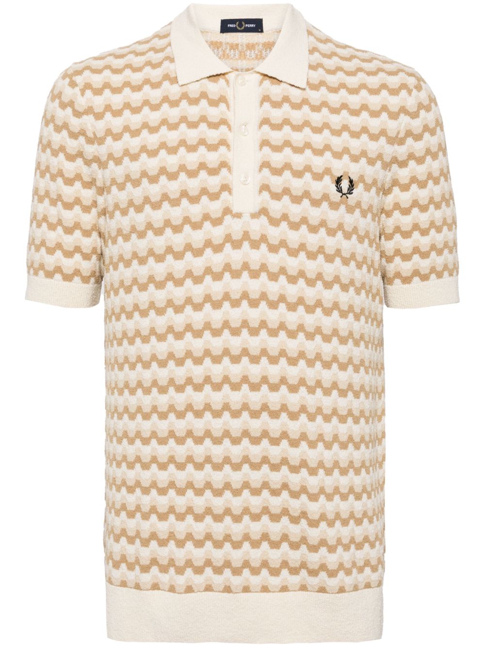 Fred Perry 仿羔皮呢提花polo衫 - 褐色
