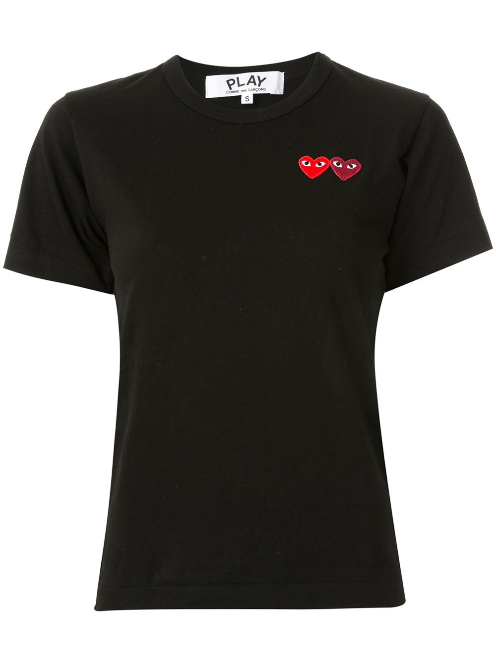 Comme Des Garçons Play logo刺绣圆领T恤 - 黑色