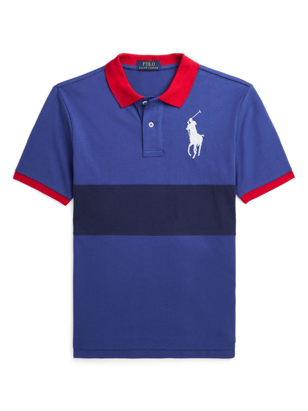 POLO RALPH LAUREN KIDS logo刺绣条纹polo衫 - 蓝色