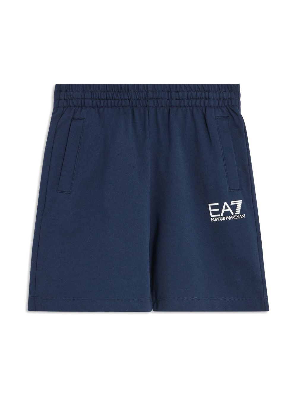 Emporio Armani Kids logo印花棉短裤 - 蓝色