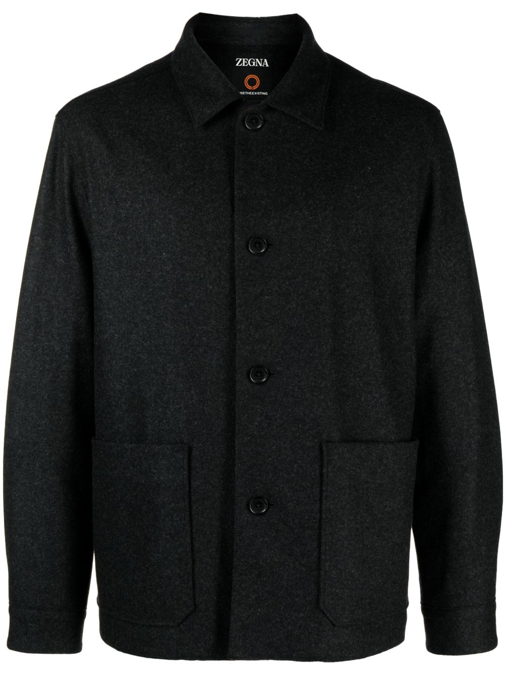 Zegna 羊毛羊绒排扣夹克 - 灰色