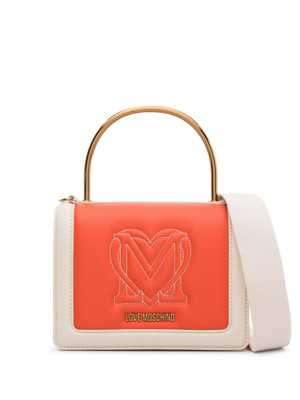 Love Moschino logo刺绣手提包 - 橘色