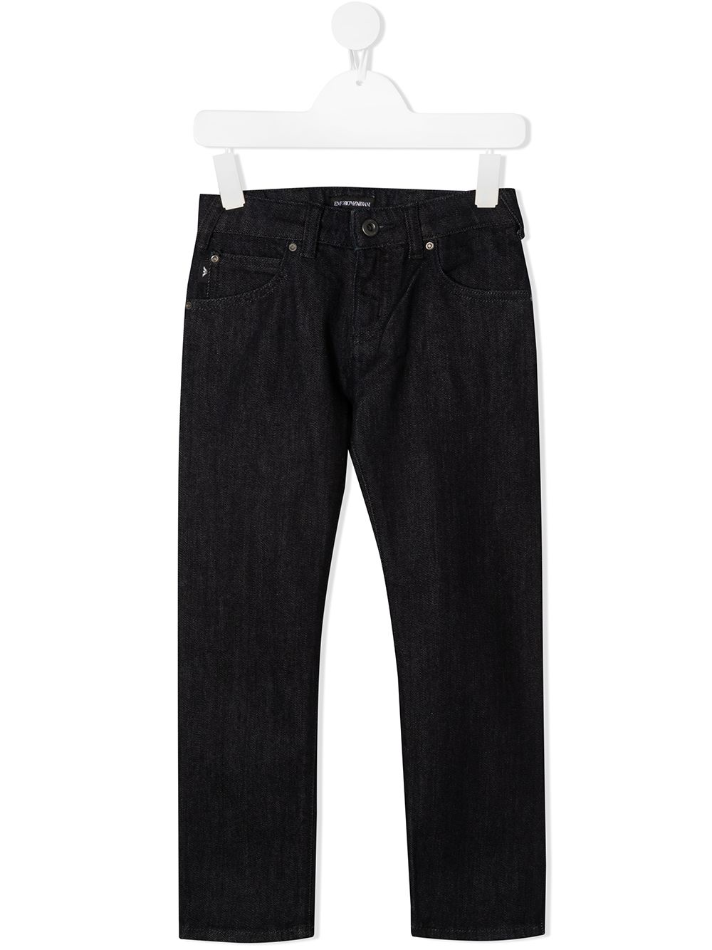 Emporio Armani Kids J45 拉绒牛仔裤 - 蓝色