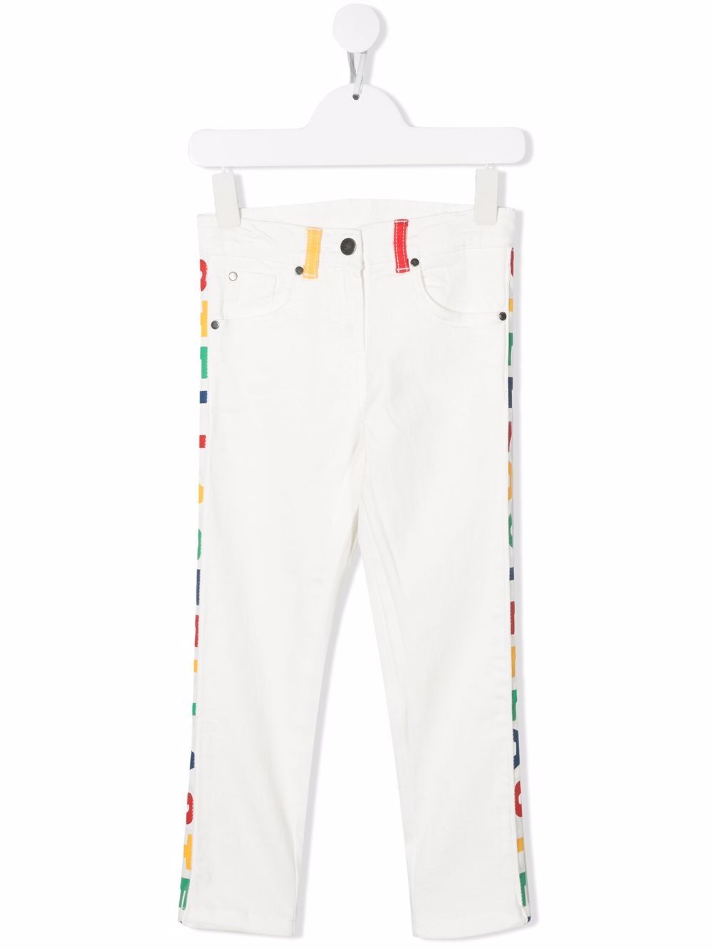 Stella McCartney Kids 斯特拉·麦卡特尼 logo印花棉直筒长裤 - 白色