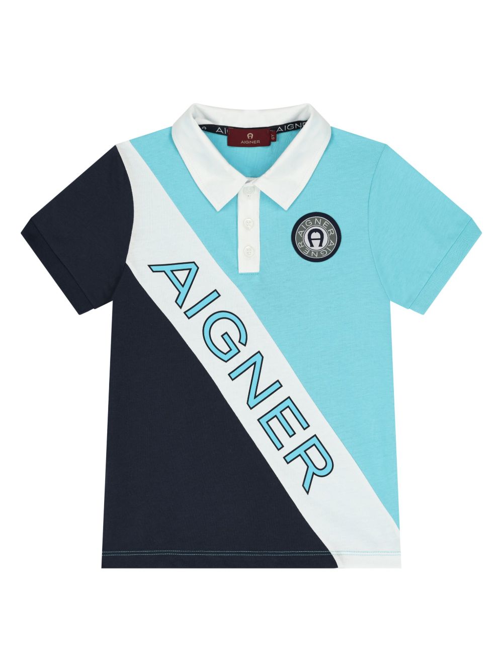 Aigner Kids logo印花polo衫 - 蓝色