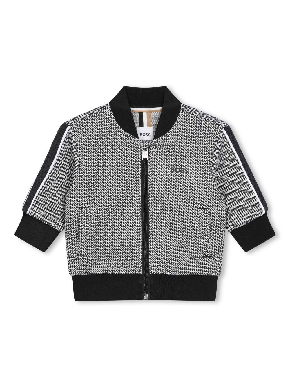 BOSS Kidswear logo印花千鸟格纹夹克 - 黑色