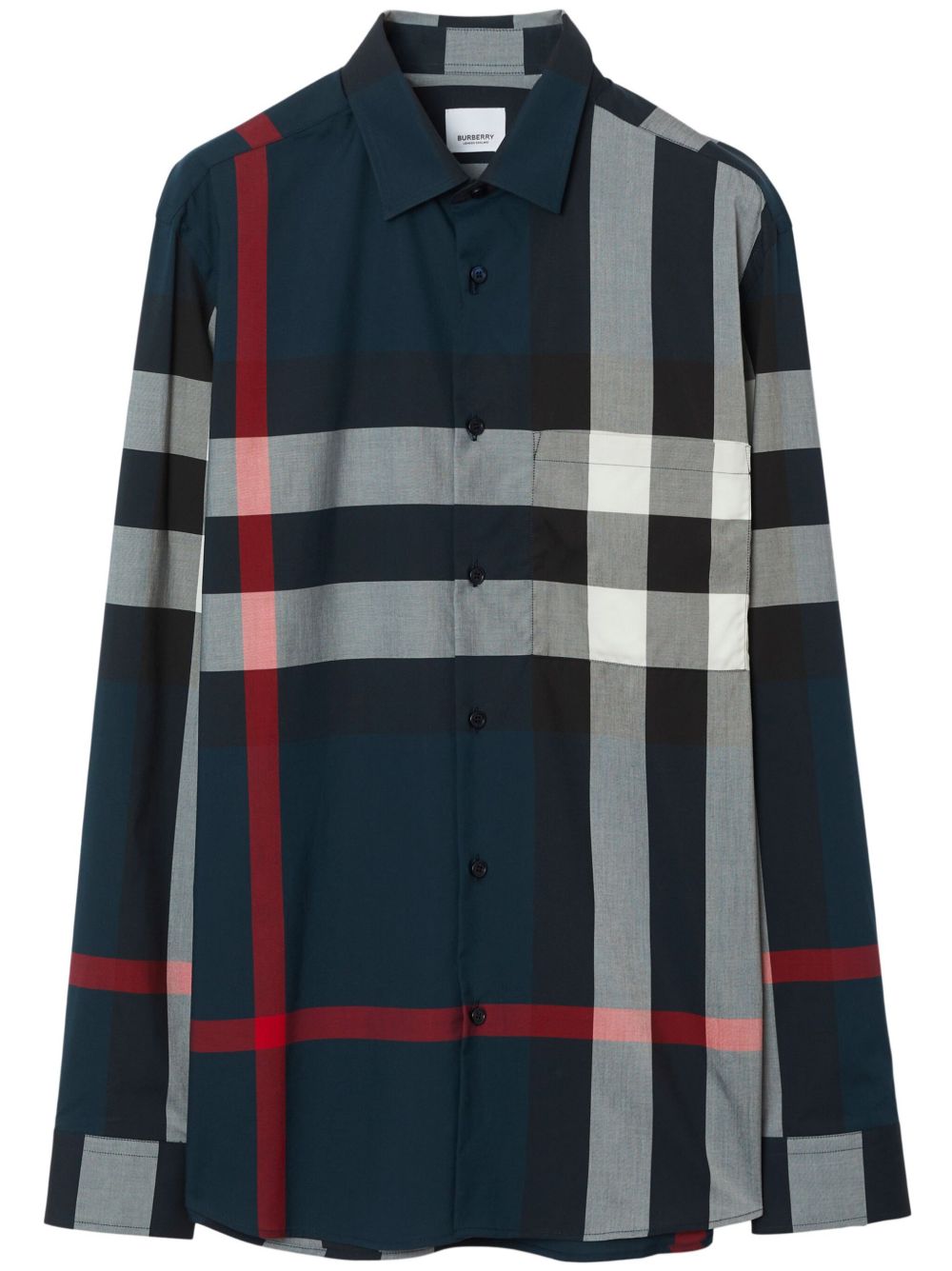 Burberry 格纹棉衬衫 - 蓝色