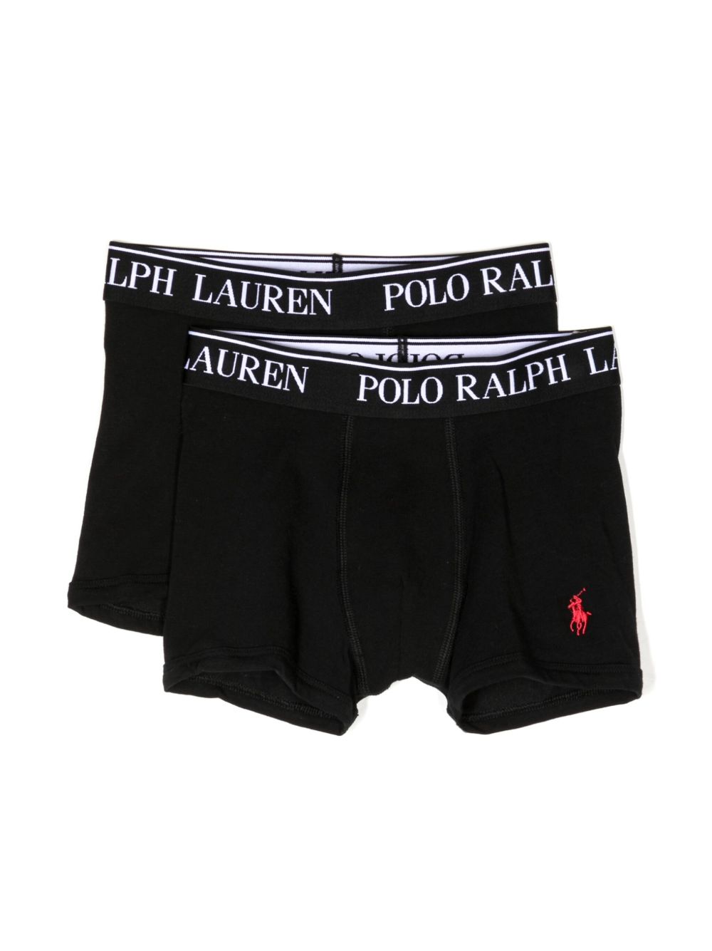 POLO RALPH LAUREN KIDS Polo Pony 图案弹性棉质四角裤（两件装） - 黑色