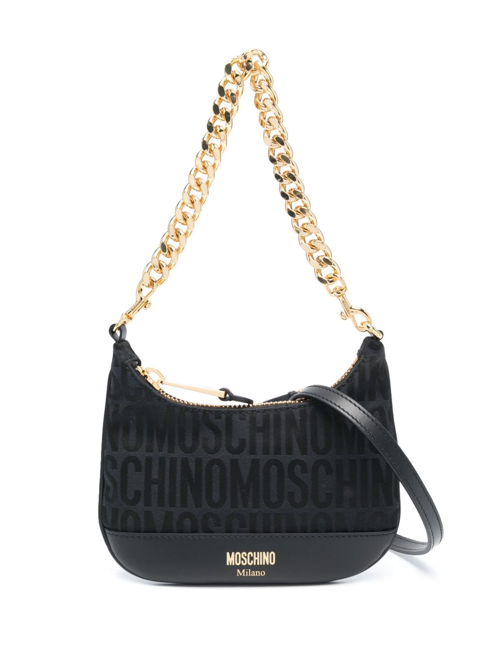 Moschino 经典logo提花手提包 - 黑色