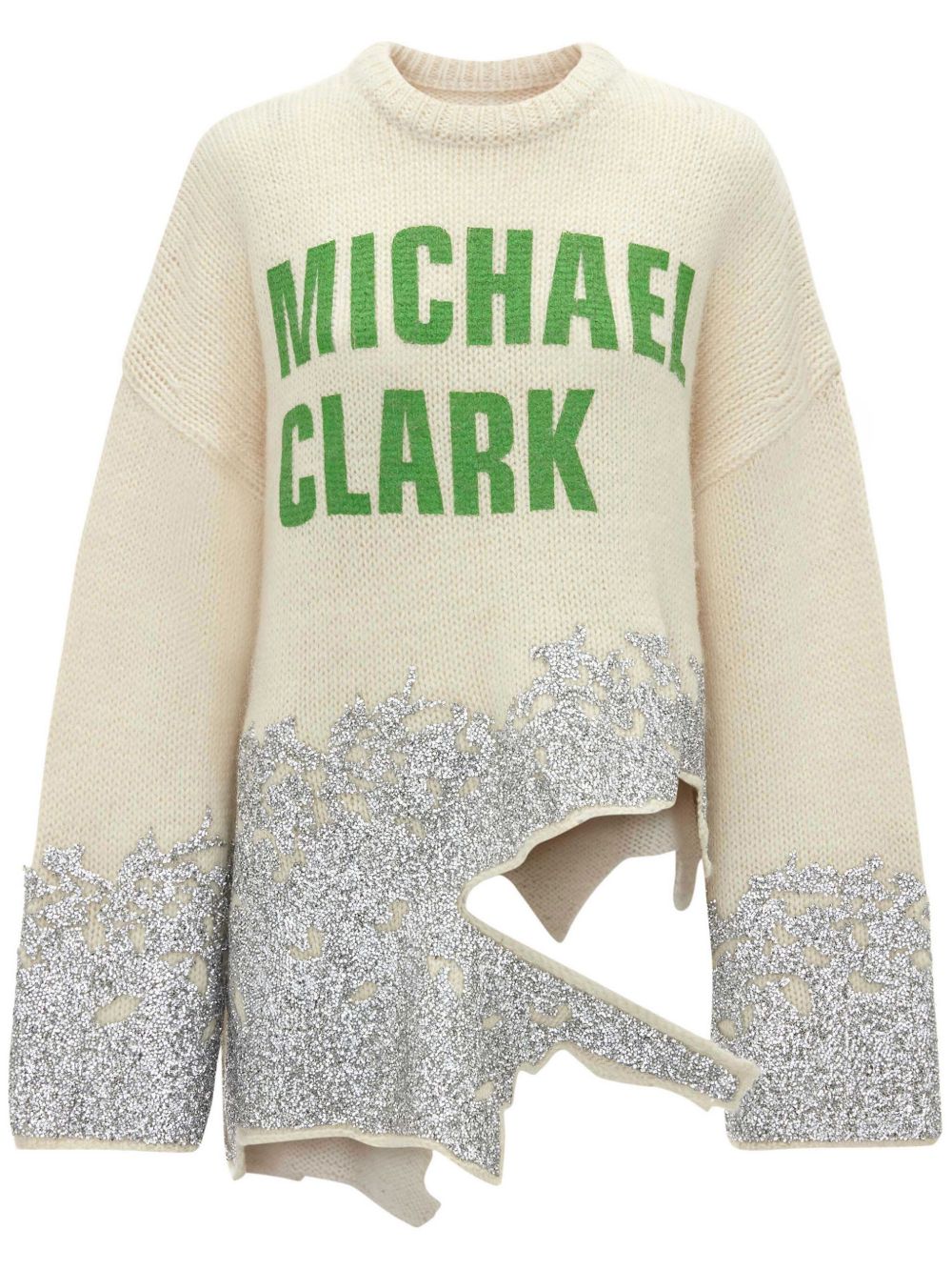 JW Anderson x Michael Clark 仿旧亮片金葱毛衣 - 白色