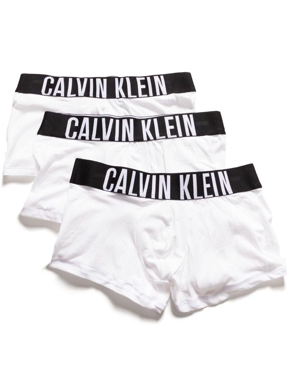 Calvin Klein logo腰边四角裤（三件装） - 白色