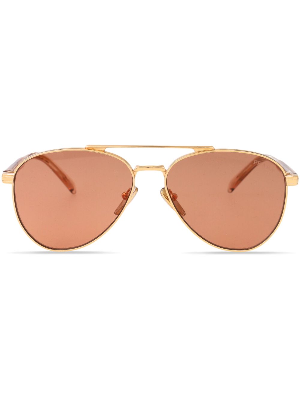 Prada Eyewear 飞行员镜框太阳眼镜 - 金色