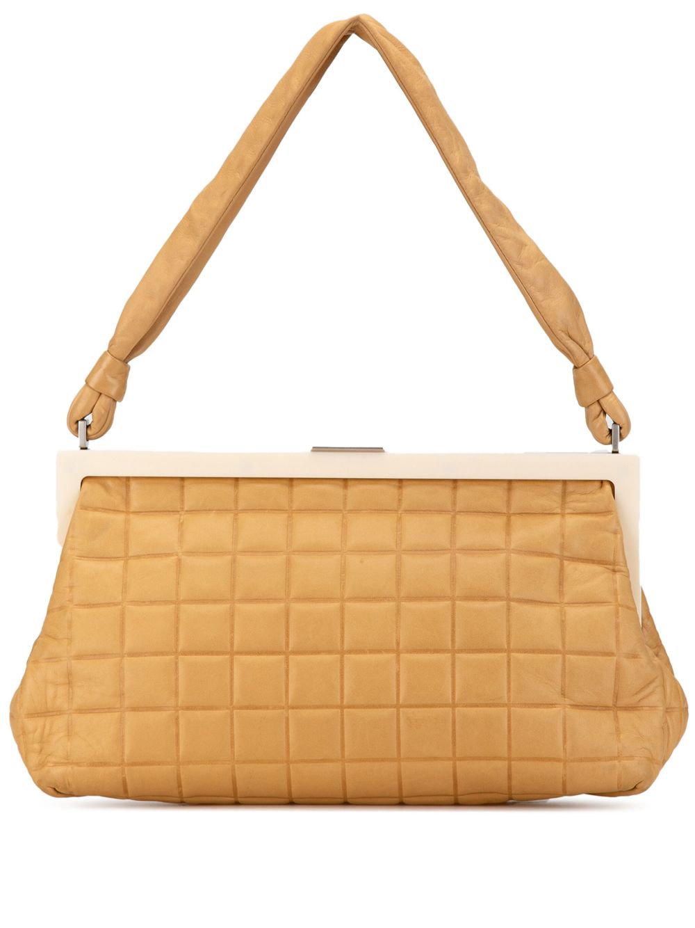CHANEL Pre-Owned Chocolate Bar Frame Bag 小羊皮手提包(2002-2003年典藏款) - 褐色