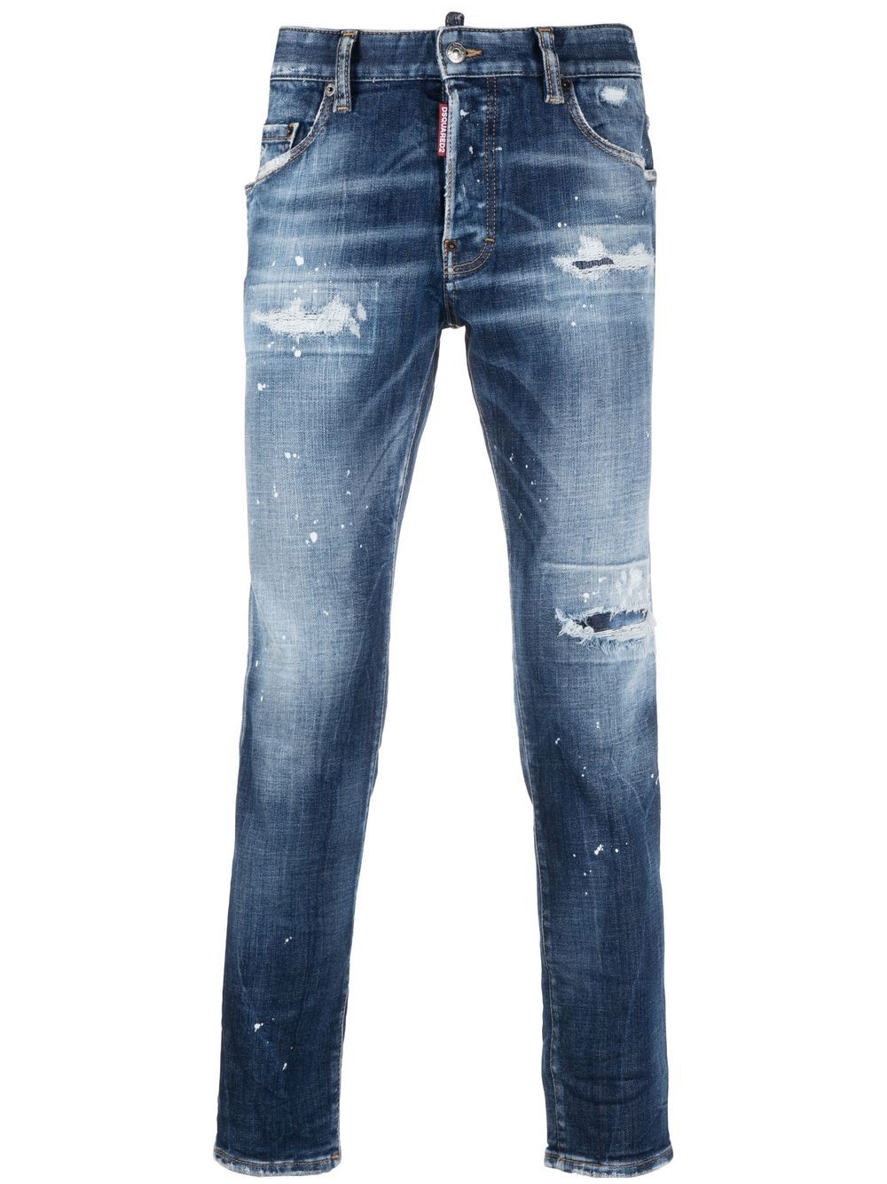 DSQUARED2 仿旧紧身牛仔裤 - 蓝色