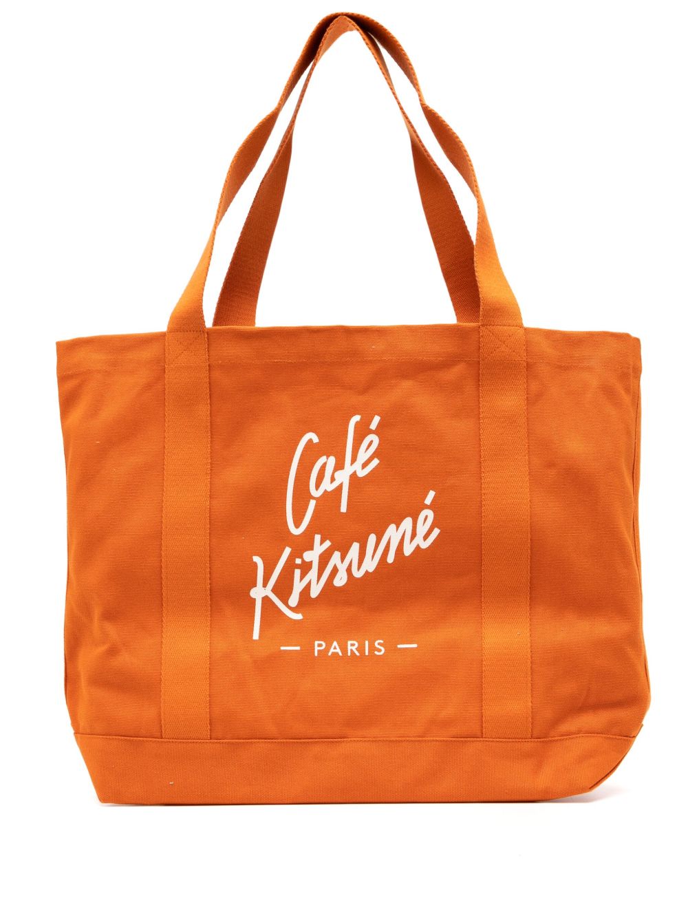 CAFÉ KITSUNÉ logo印花帆布手提包 - 橘色