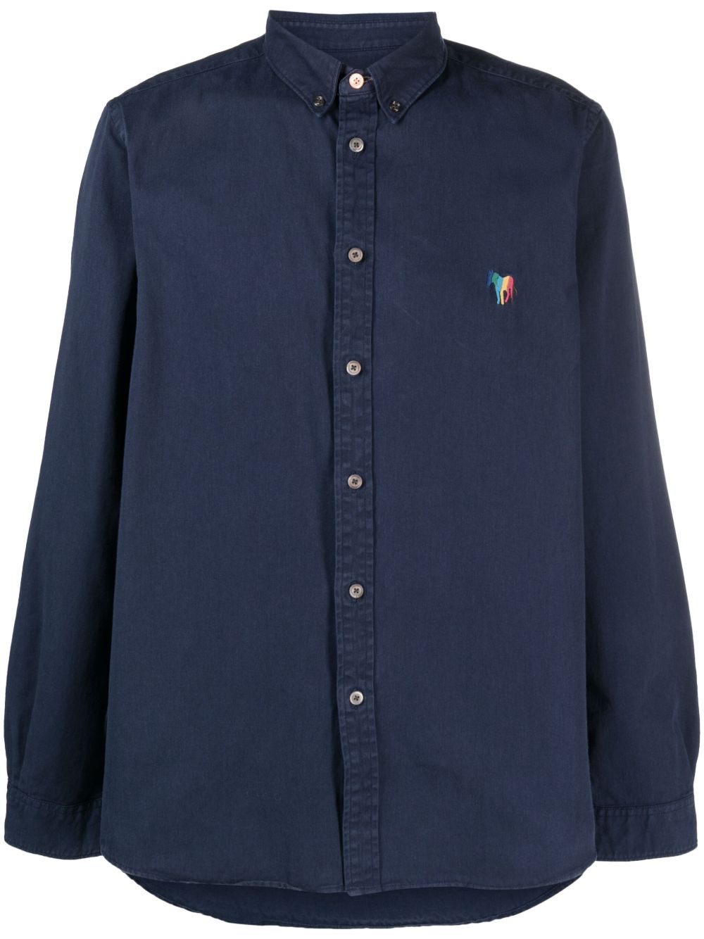 PS Paul Smith logo刺绣衬衫 - 蓝色