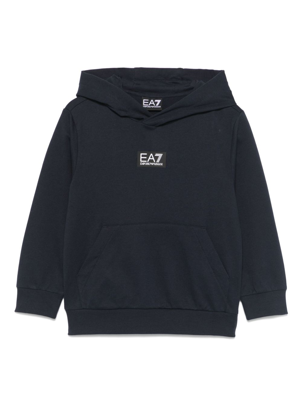 Emporio Armani Kids logo饰带连帽衫 - 蓝色