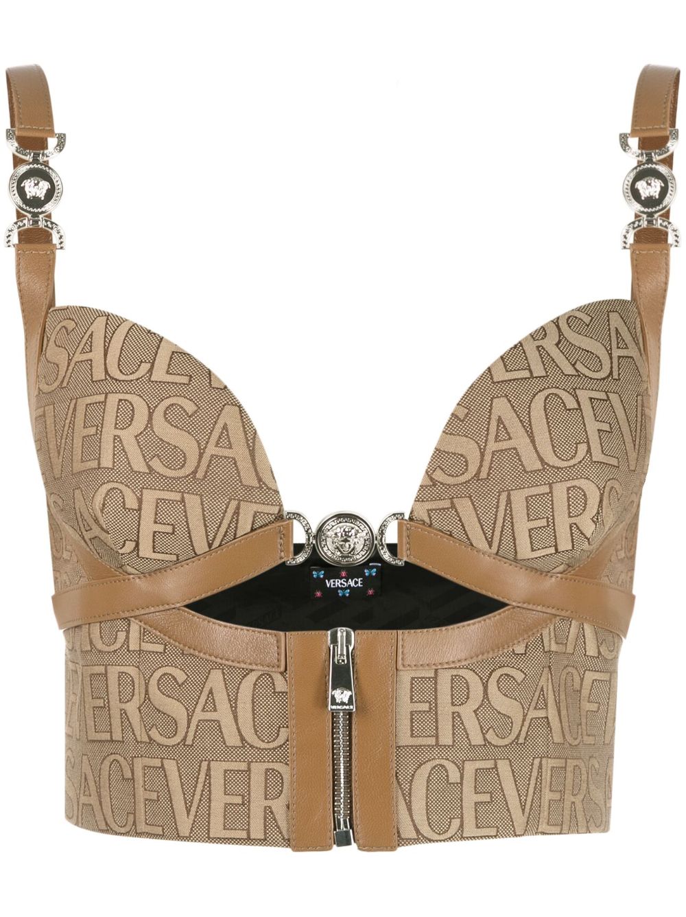 Versace Versace Allover 紧胸衣上衣 - 褐色