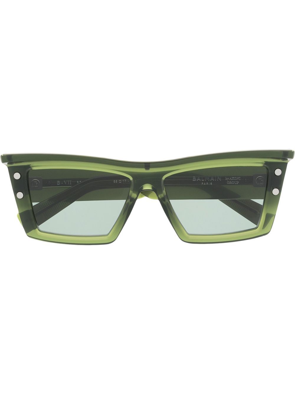 Balmain Eyewear 有色镜片方框太阳眼镜 - 绿色