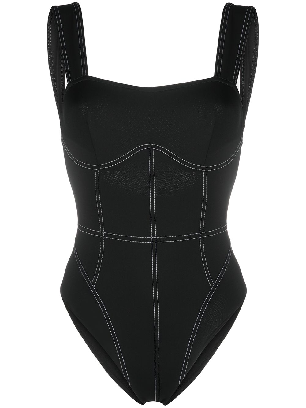 Noire Swimwear U形背连体泳衣 - 黑色