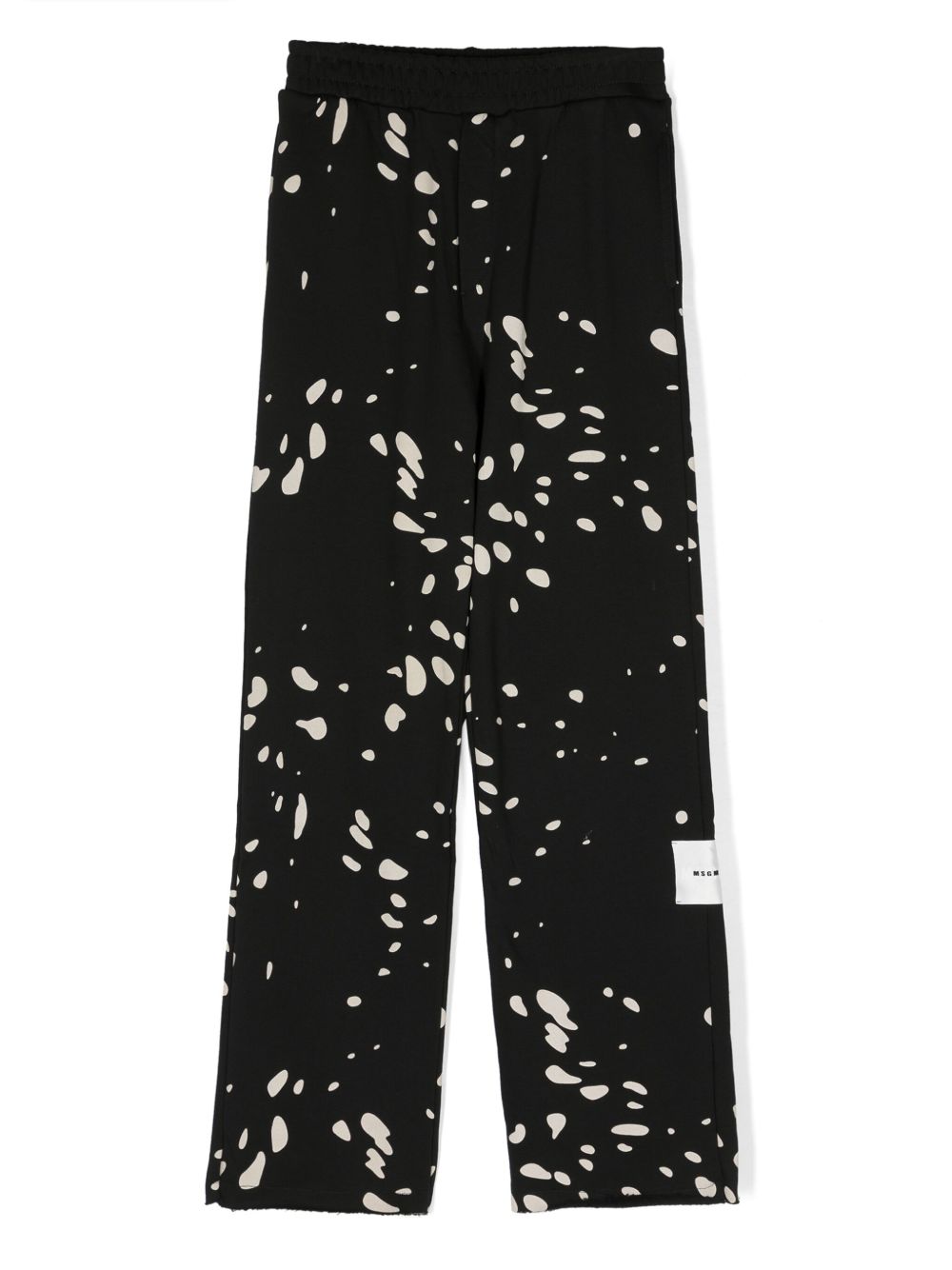 MSGM Kids 图案印花棉长裤 - 黑色