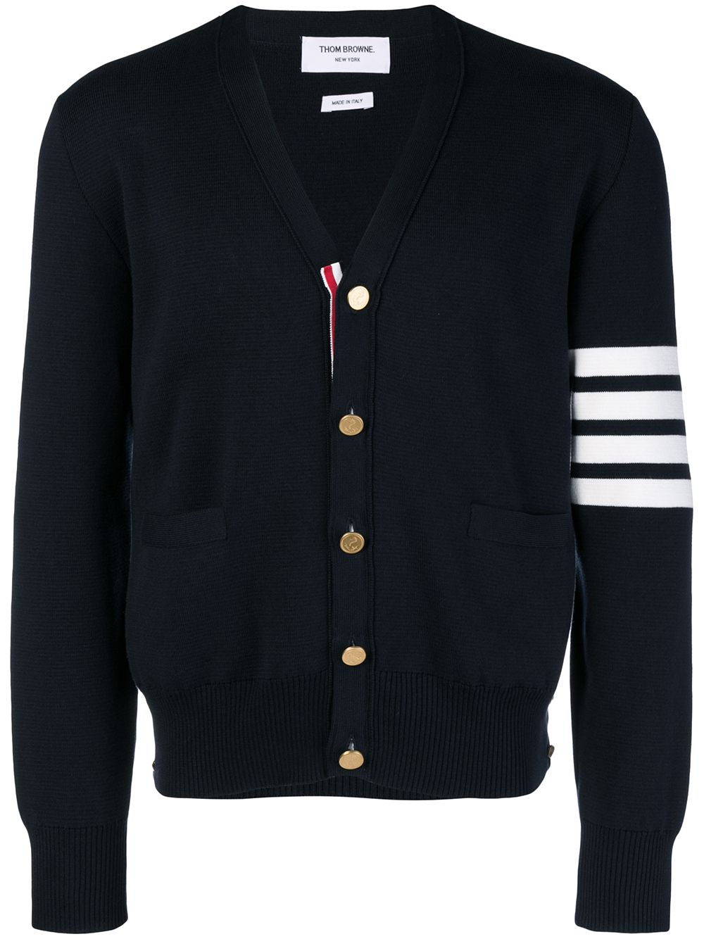 Thom Browne 4条纹饰针织开衫 - 蓝色