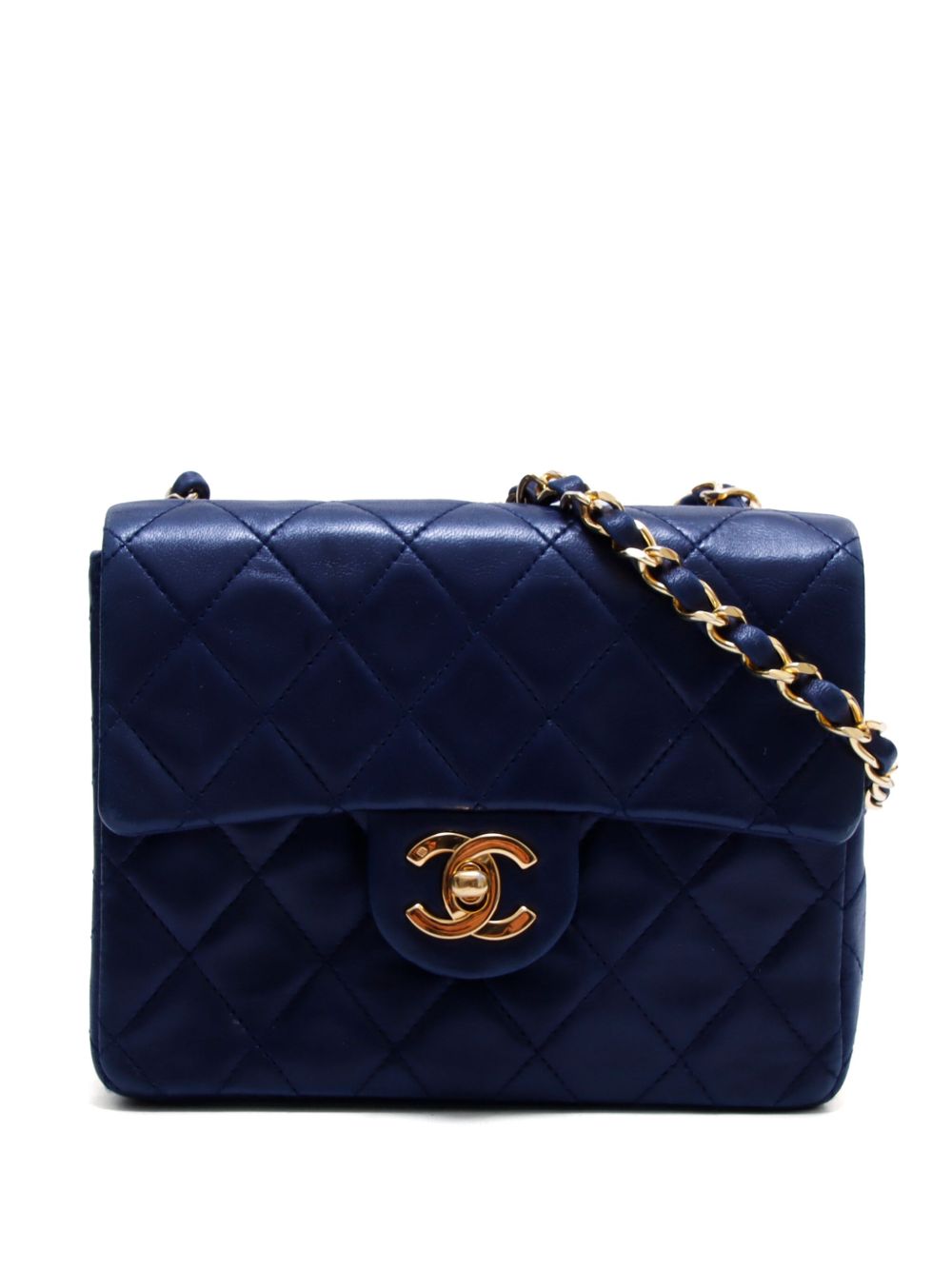 CHANEL Pre-Owned 1990 diamond-quilted mini shoulder bag - 蓝色