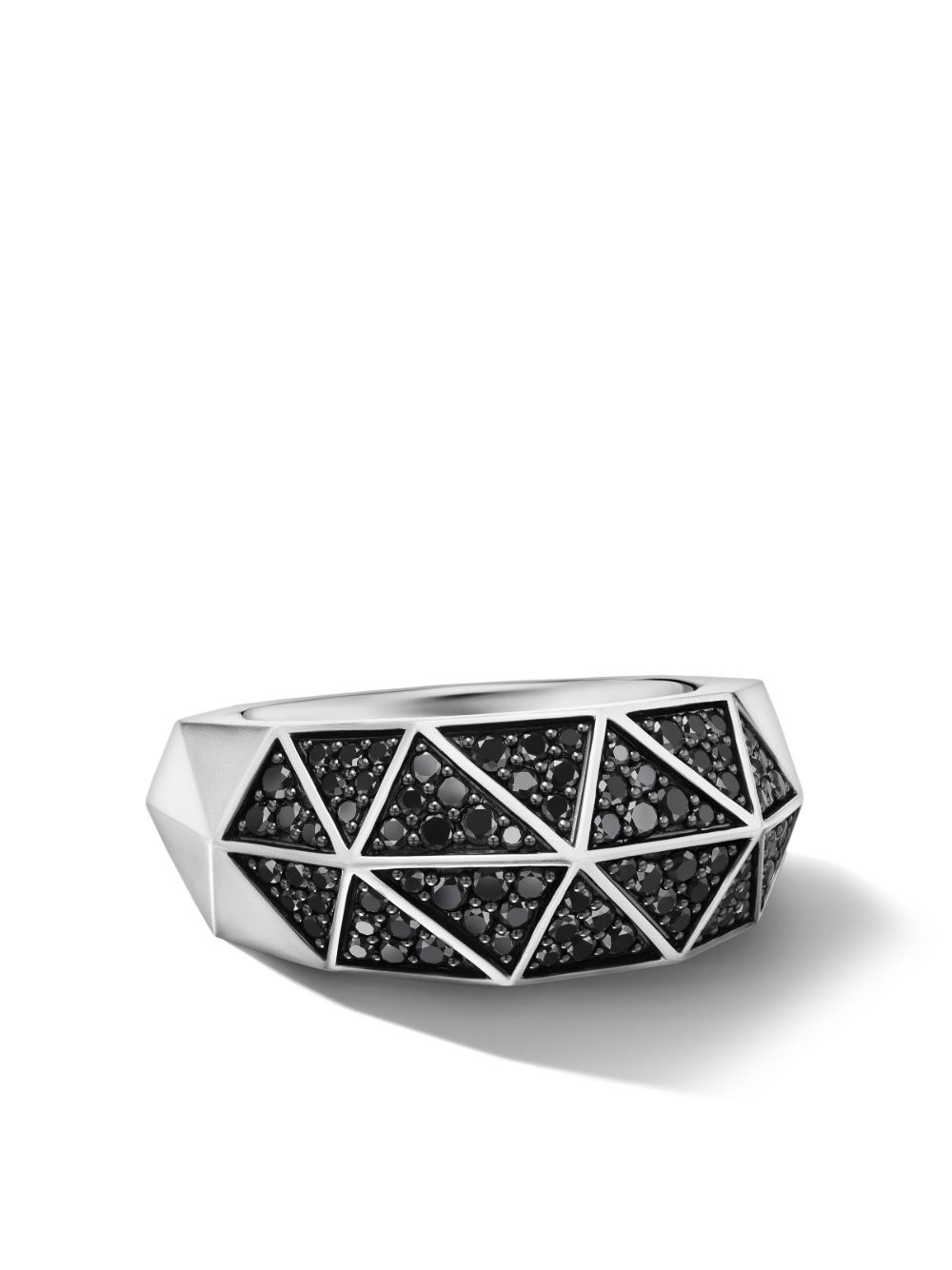 David Yurman Torqued 纯银黑钻石戒指 - 银色