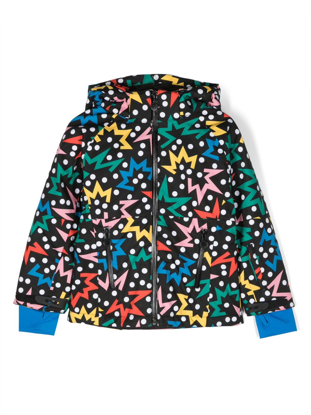 Stella McCartney Kids Starburst 印花填充连帽夹克 - 黑色