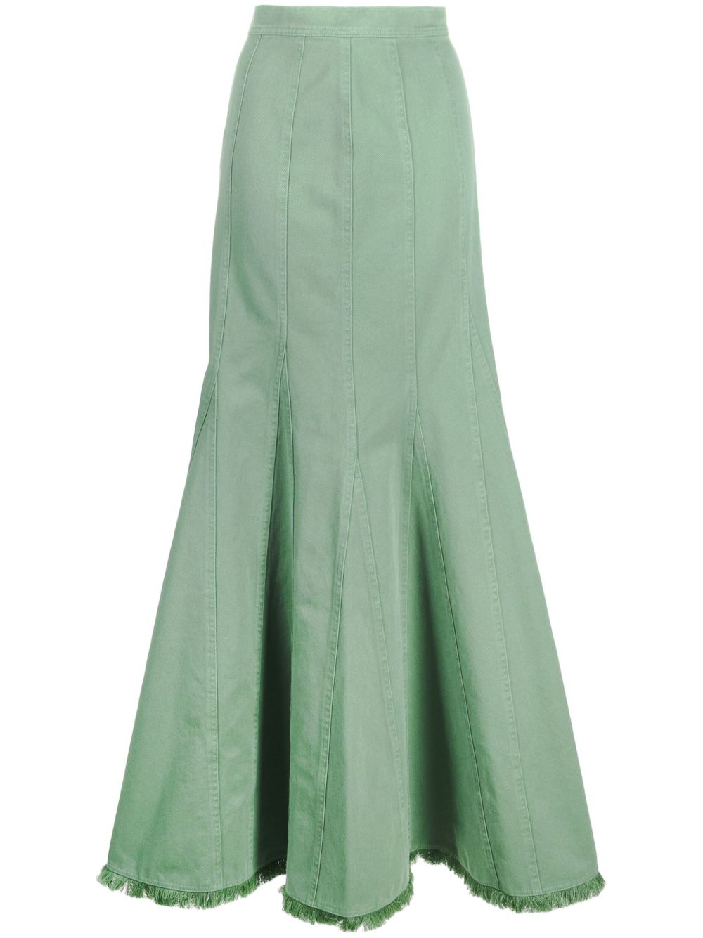 Max Mara 牛仔超长伞摆半身裙 - 绿色