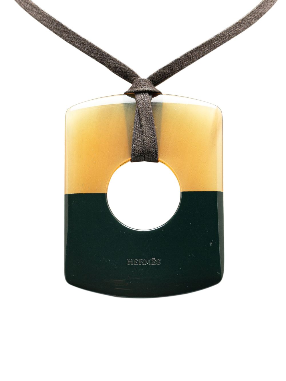 Hermès Pre-Owned Dalva 水牛角吊饰项链（1900年代典藏款） - 褐色