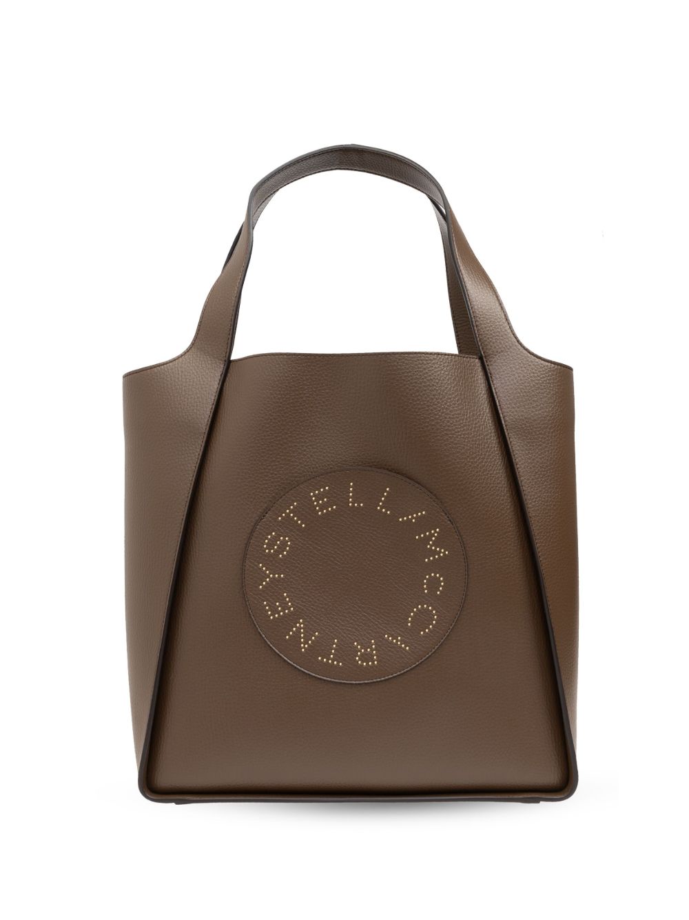 Stella McCartney logo镂空人造皮革手提包 - 褐色
