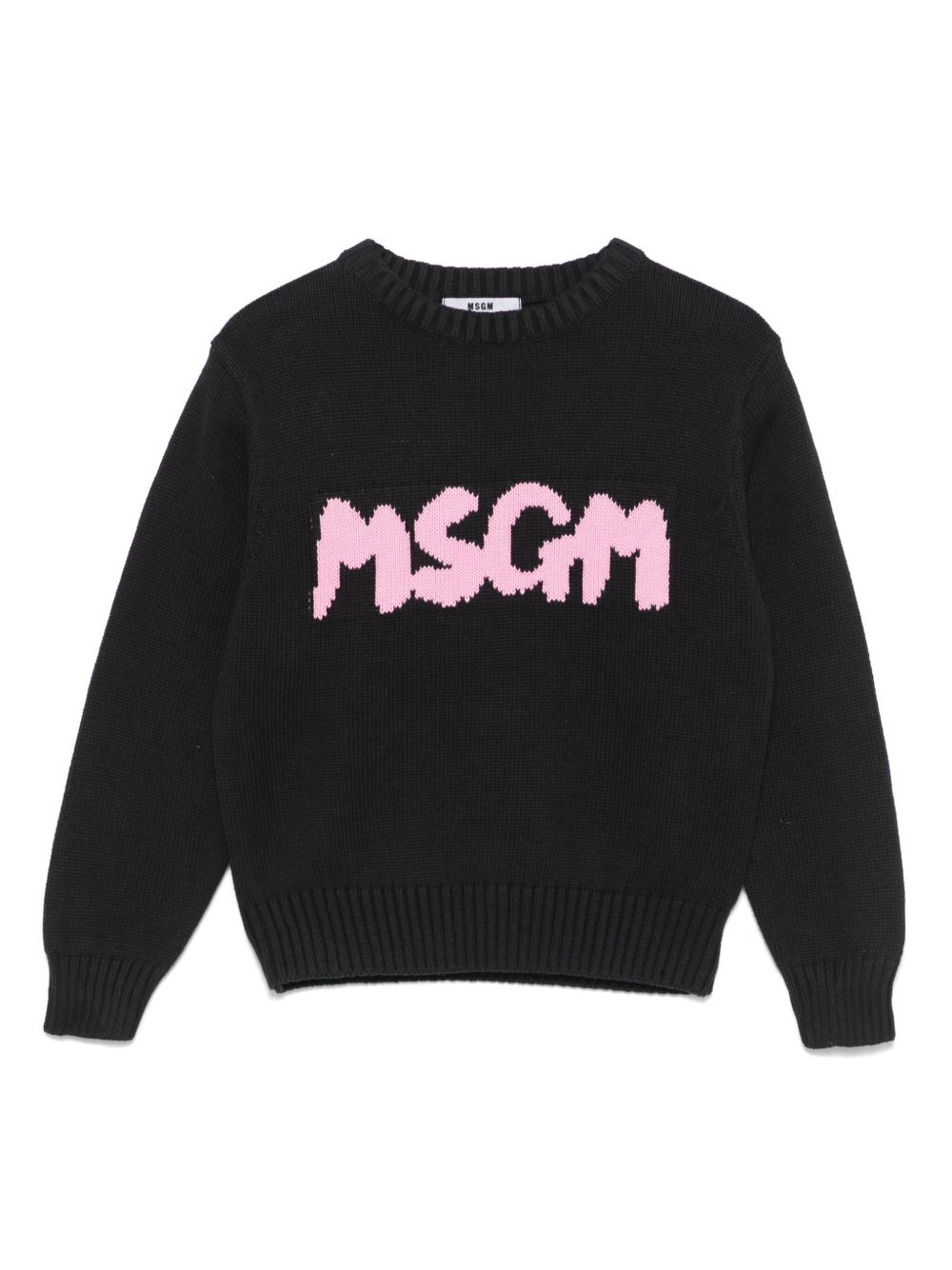 MSGM Kids logo提花毛衣 - 黑色