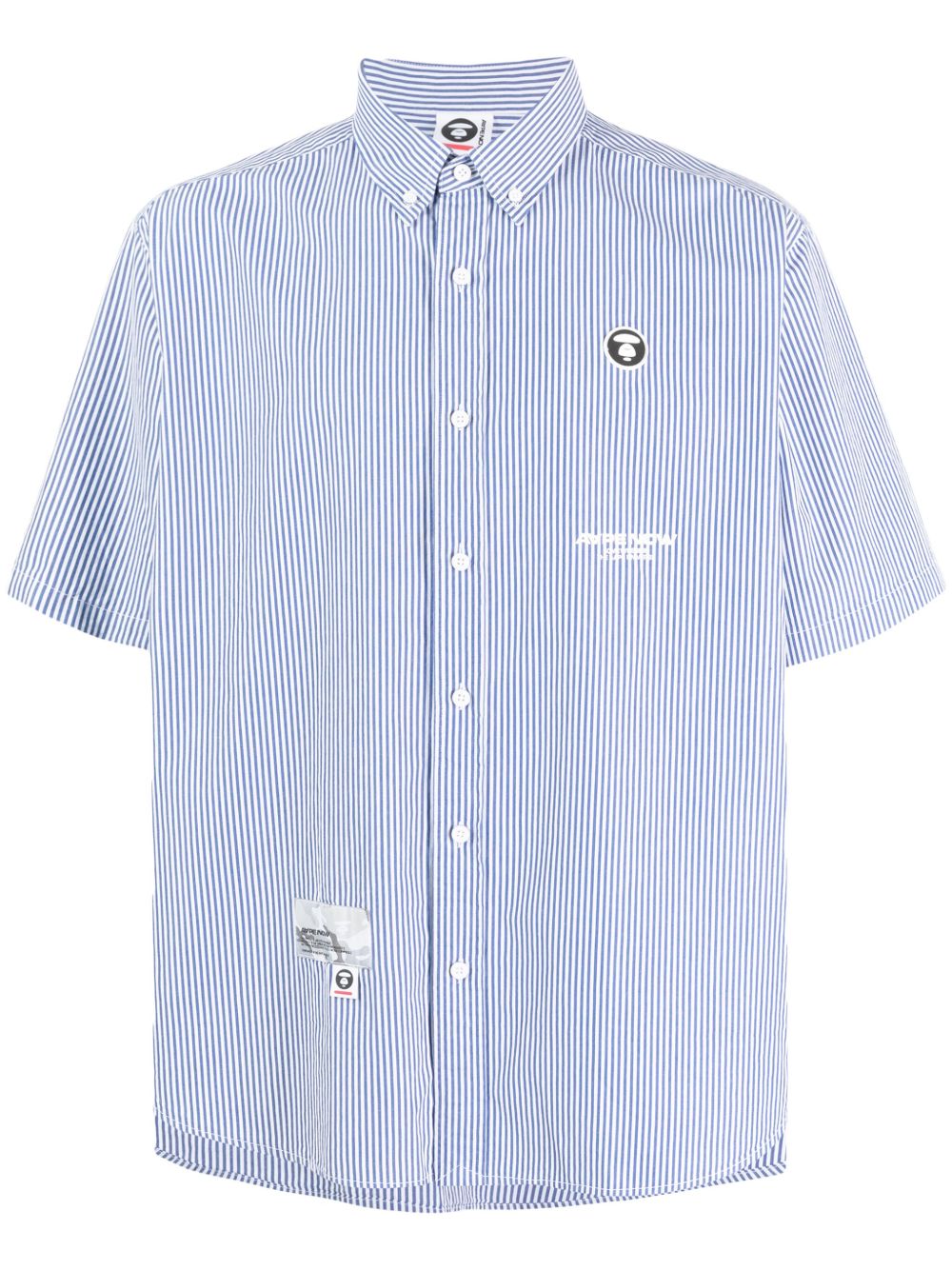 AAPE BY *A BATHING APE® logo贴花条纹衬衫 - 蓝色