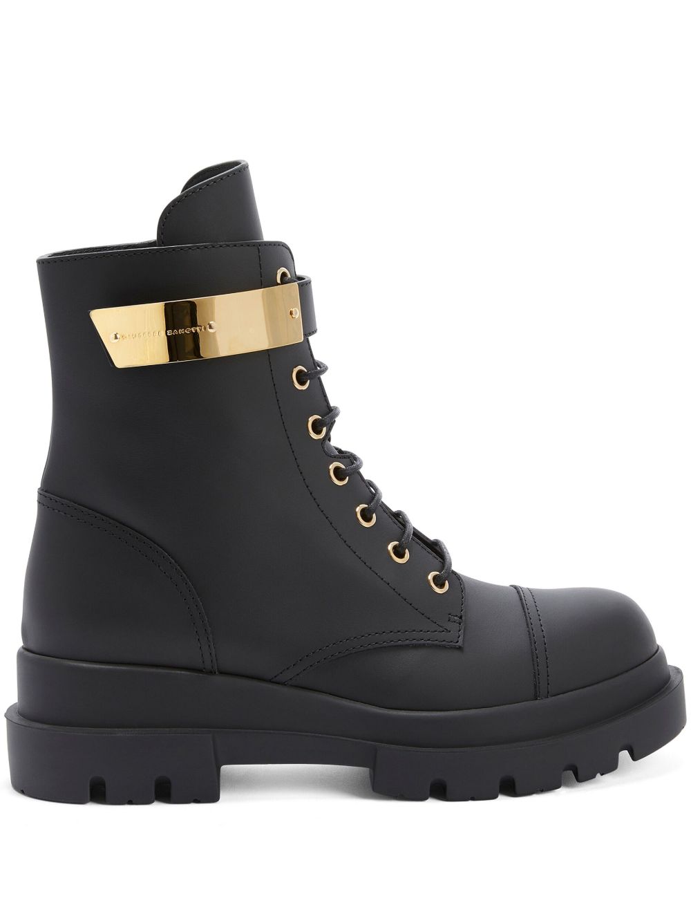 Giuseppe Zanotti Alexa 系带低跟机车短靴 - 黑色