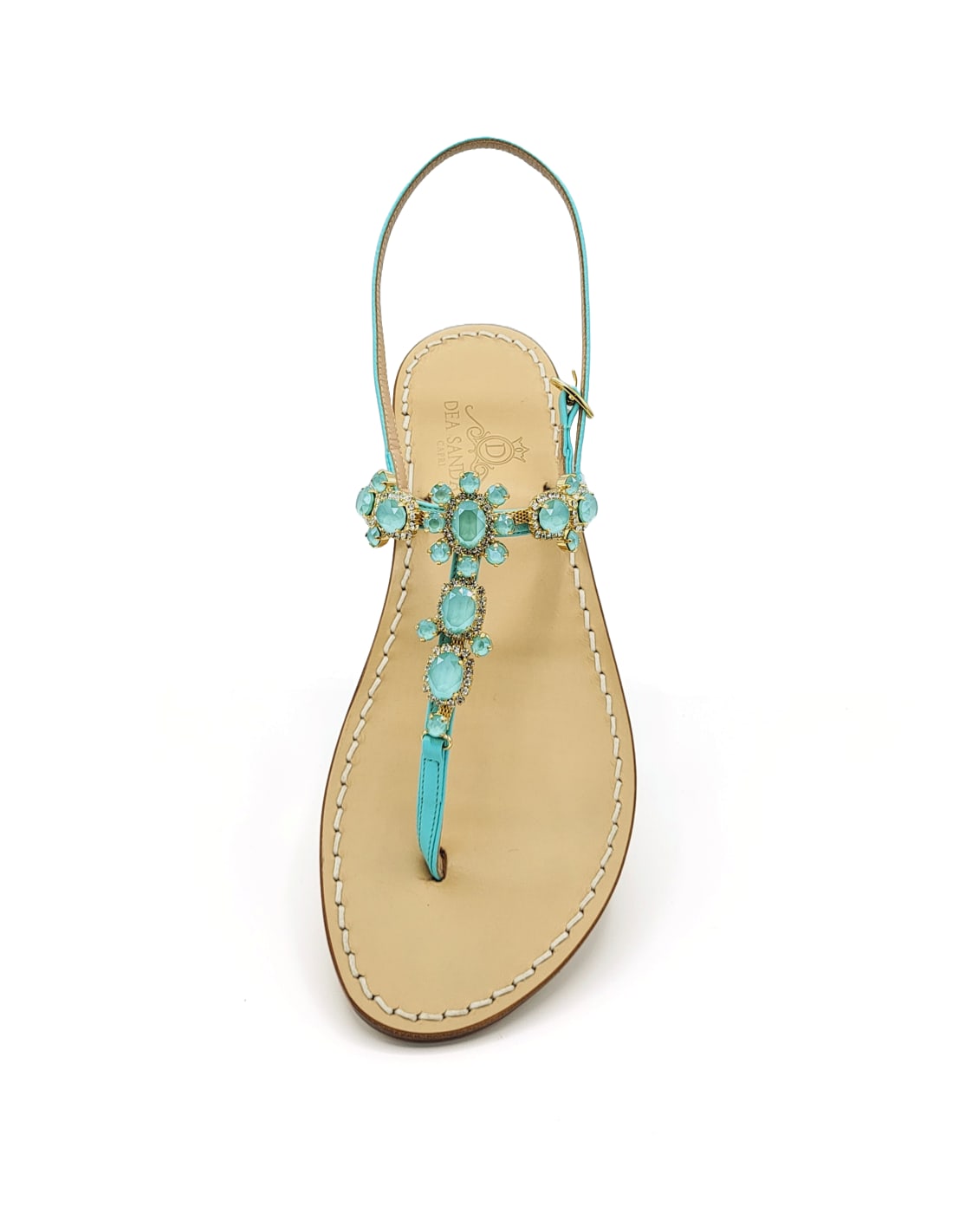Dea Sandals Krupp Jewel Sandals In Aqua Green Leather