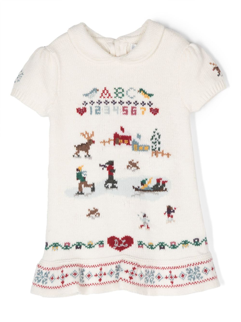 POLO RALPH LAUREN KIDS Sampler intarsia-knit dress - 中性色