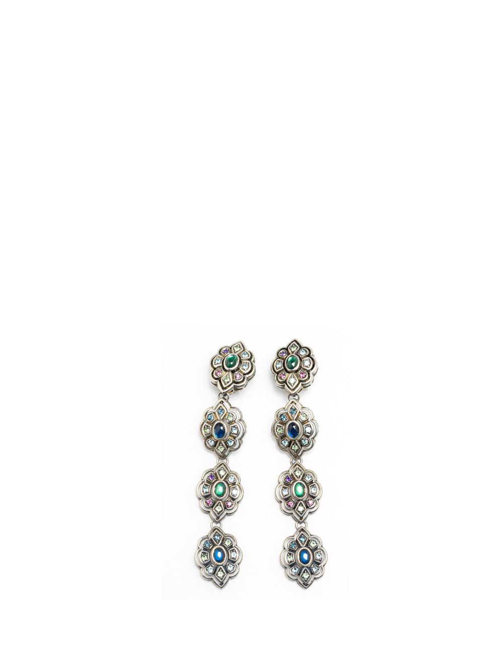 Gucci Pre-Owned 1990 Crystal and Palladium Plated Drop Clip-On costume earrings - 银色