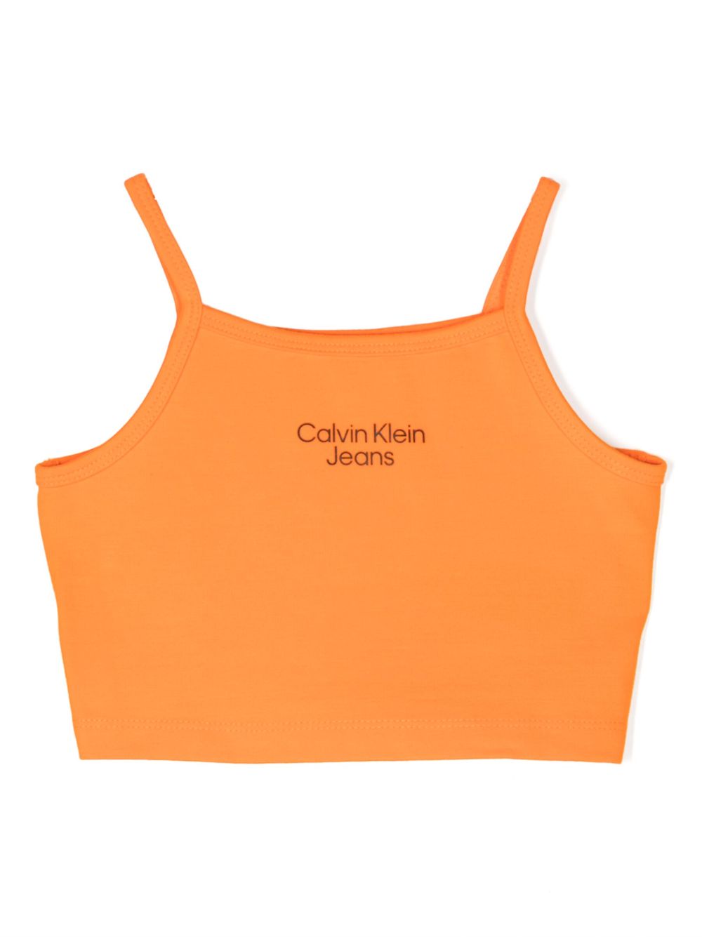 Calvin Klein Kids logo印花短款坦克背心 - 橘色