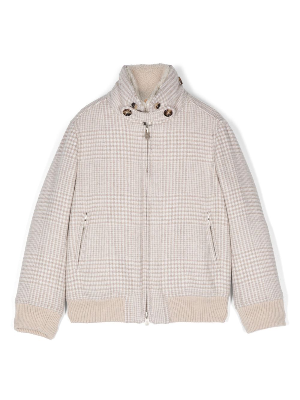 Brunello Cucinelli Kids 千鸟格纹夹克 - 中性色
