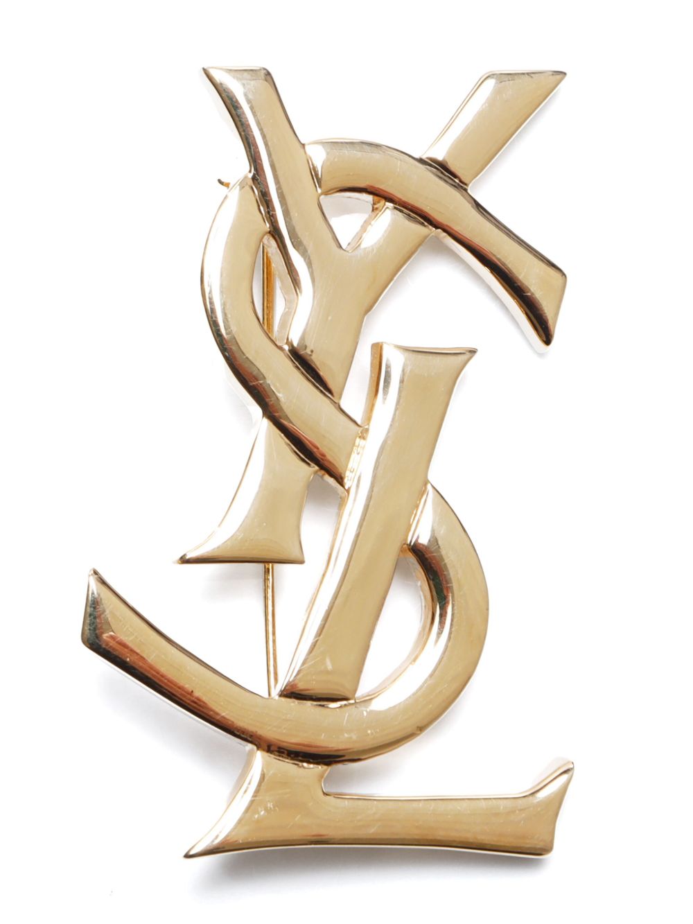 Saint Laurent Pre-Owned YSL logo胸针 - 金色