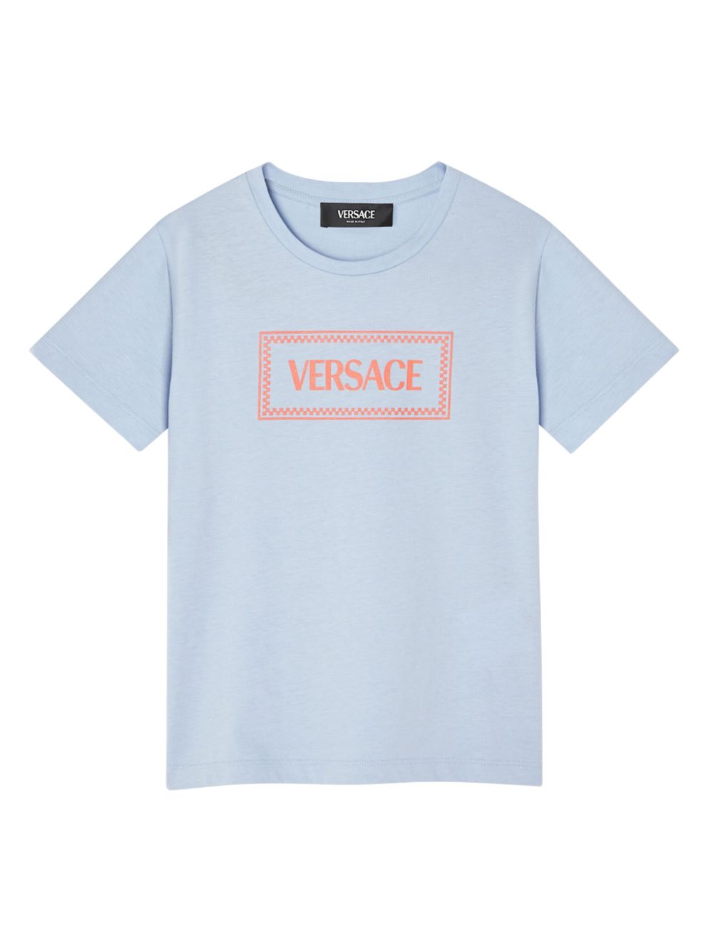 Versace Kids logo印花平纹针织T恤 - 蓝色